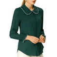 thumbnail image 2 of INSPIRE CHIC Junior's Sweet Ruffle Peter Pan Collar Button Up Shirt, 2 of 5