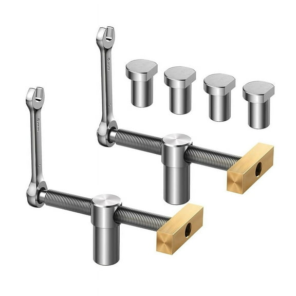 ckepdyeh 2Pack Bench Dog Clamp, 3/4Inch Dog Hole Clamp with 4 Pack Bench Dog Stainless Steel Brass Woodworking Tools 19mm Woodworking Clamps