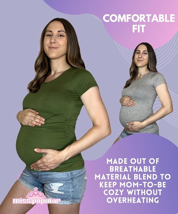 MISS POPULAR Womens 3 Pack Maternity Short Sleeve