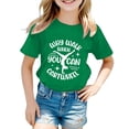 thumbnail image 1 of Hauts et T-Shirts pour Filles, Col Rond avec Lettres, Manches Courtes, Ajustement Confortable pour Usage Quotidien, Style Printemps Été pour Jeunes Filles, 1 of 3
