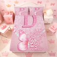 thumbnail image 4 of meiyoeat Pink Glitter Butterfly Monogrammed D Full Size Sheets for Girls, Sparkle Floral Initial Letter Bed Sheets, 4 Pieces, 1 Flat Sheet, 1 Fitted Sheet and 2 Pillowcases, 4 of 6