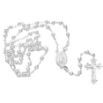 thumbnail image 3 of Ritastephens Italian Sterling Silver Adult Diamond-cut 3mm Rosary Bead Virgin Mary Cross Necklace, 3 of 5