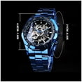 thumbnail image 3 of Up to 50% off HERESOM Men's Watch Self-winding Skeleton Mechanical Automatic Luxury Watch, Blue And Black Stainless Steel Strap Watch on Clearance, 3 of 9