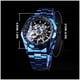 thumbnail image 3 of Reloj para hombre, automático, mecánico, esquelético, con correa de acero inoxidable azul y negra., 3 of 9