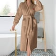 thumbnail image 2 of Ladies Flannel Heart Print Robe with Pockets Belted Comfort Soft Long Bathrobe for Home Relaxation, 2 of 5