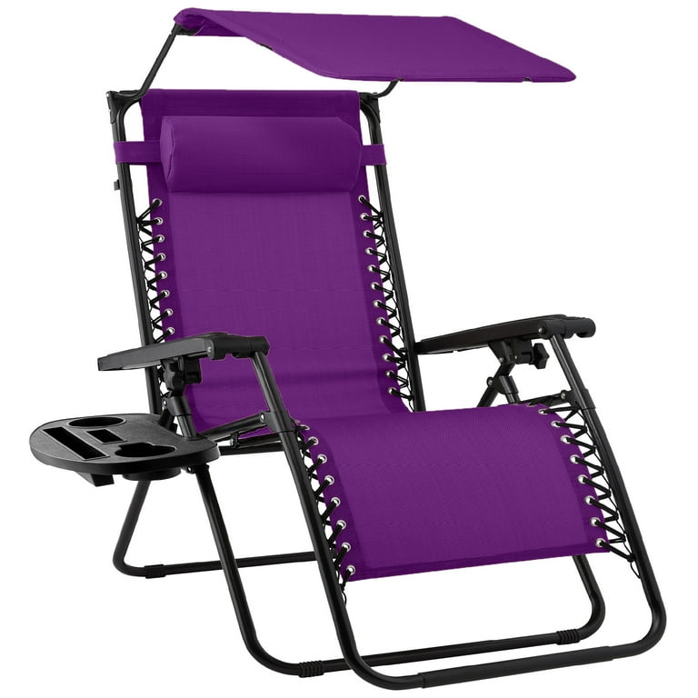 Best Choice Products Folding Lounge Chair with Canopy, Headrest