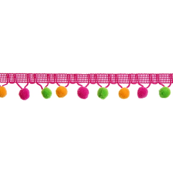 Pom - Pom Fringe 1" X 8yd - Pink, Lime & Orange