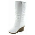 thumbnail image 2 of Pure-65 Women's Fashion Round Toe Slouch Large Buckle Wedge Mid Calf Boot Shoes, 2 of 2