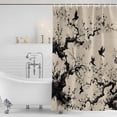 thumbnail image 3 of Chinese Shower Curtain, Waterproof Shower Curtains for Bathroom, Black White Tree Flowers Traditional Ink Painting Washable Fabric Bathtub Curtain Set Bath Decor with 12 Hooks 72"x78", 3 of 8