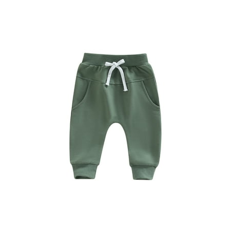 

Gureui Newborn Infant Toddler Baby Boys Girls Fall Winter Casual Joggers Pants Elastic Waist Solid Color Sweatpants Harem Pants with Pockets