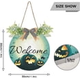 thumbnail image 3 of Coolnut Halloween Pumpkins Moonlight Welcome Sign Front Door Round Wall Door Sign with Flowers Hanging Sign for Entryway Front Porch Hallway Yard Garden Home Decor, 3 of 7