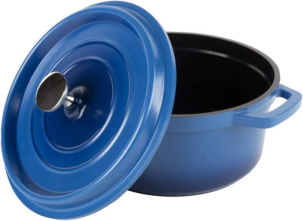 Heiss Dutch Oven 2,5 Quart Aus Aluminiumguss – Ofenfest, Spülmaschinengeeignet, Blau