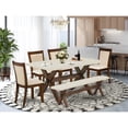 thumbnail image 2 of East West Furniture X726MZ748-6 - 6-Pc Dining Set - 4 Dining Chairs, a Wood Bench and 1 Modern dining room table - Linen White Finish, 2 of 9