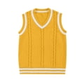 thumbnail image 4 of Kaemgyyd 0-15 T Girl's Sweater Infant Vest Tops Fall V Neck Sleeveless Pullover Cute Color Block Cable Knit Toddler Clothes, 4 of 6