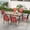 Black & Red, variant on Summit Living 7-Piece Outdoor Patio Dining Set with 6 Pieces Textilene Chairs & Rectangular Steel Table with Umbrella Hole, Black & Brown