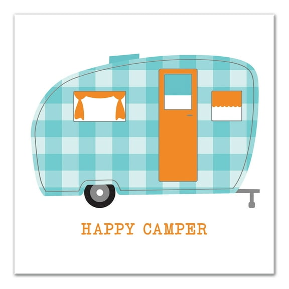 Creative Products Happy Camper Teal and Orange 16 x 16 Canvas Wall Art