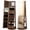 Brown, variant on edx Freestanding Rotating Jewelry Cabinet with Full-Length Mirror, Lockable Jewelry Armoire with Foldable Makeup Shelf & Lights, Jewelry Organizer with Storage, White