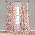 thumbnail image 2 of Flowers Boho Window Curtains, 90s Pastel Colors Floral Pattern with Leaves Hippie Chill Print, Lightweight Decor 2-Panel Set with Rod Pocket, Pair of - 28"x63", Peacock Green Pale Pink, by Ambesonne, 2 of 3