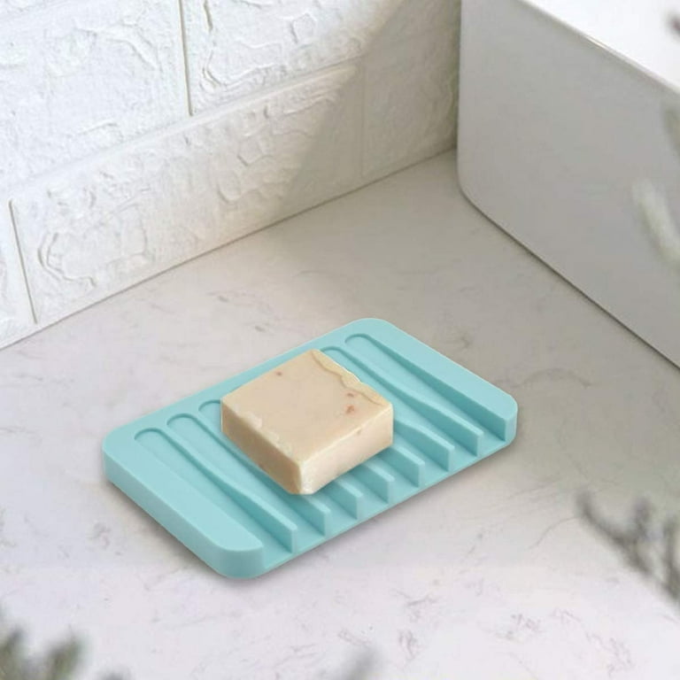 Bathroom Soap Dishes Dish Holder Stand Saver Tray Case for Shower-Silicone  Rubber Drainer Dishes for Bar Soap Sponge Scrubber Bathroom Kitchen