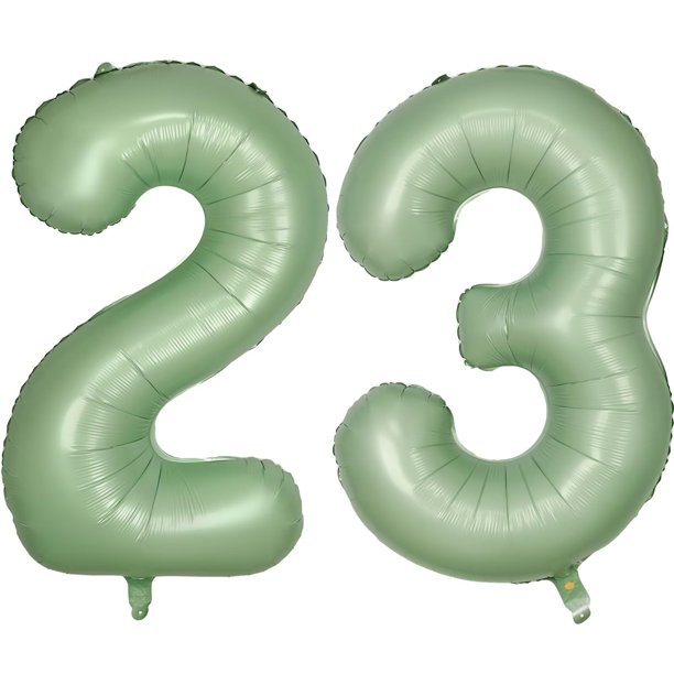 Globo LVMOQIQIU, 40 cm, verde, número 23, para fiesta de cumpleaños, x2