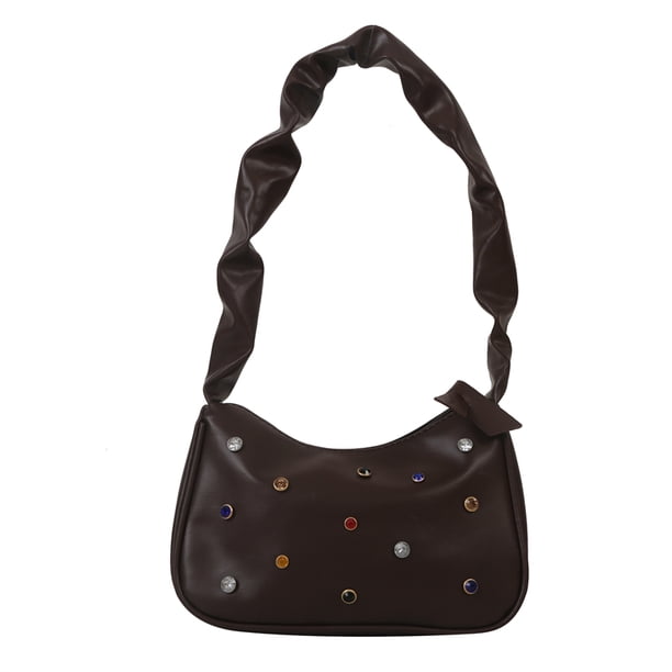 Bolso de cubo de PU para mujer, bolso de moda para mujer, bolso de mano, bolso de hombro (marrón)