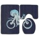 thumbnail image 1 of Juego de alfombras de baño ABPHQTO 3 piezas pulpo montando bicicleta franela antideslizante, 1 of 2