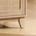 thumbnail image 6 of Tolead Rattan Nightstand Set with Charging Station, Handmade Rattan Decorated Drawer and Door, Natural, 6 of 7
