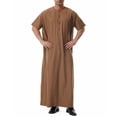 thumbnail image 4 of RXMEKW Short Sleeve Thobe with Neck Button and Pocket for Men, Casual Islamic Robe in Solid Color, 4 of 9