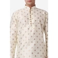 thumbnail image 3 of Royal Kurta Elegant Gold Jacquard Silk Printed Long Kurta and Black Salwar for Men, 3 of 7