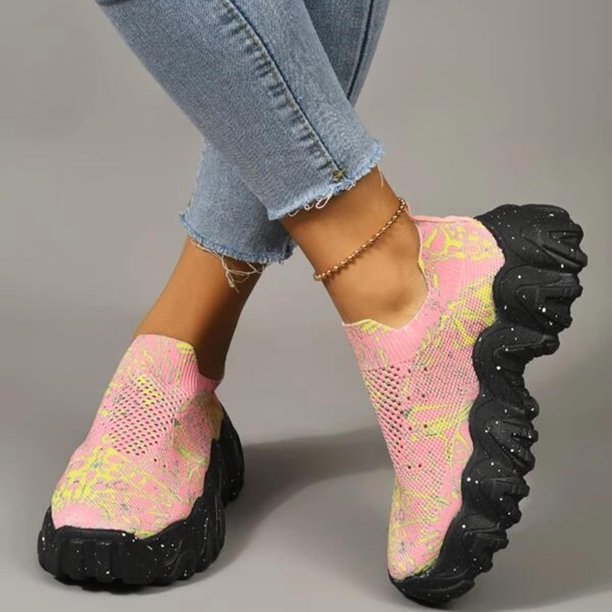 Zapatos de mujer Moda Estampado de leopardo Colorblock Detalle de punto Gráfico Calcetín Zapatos Suela gruesa Zapatillas de deporte de punto volador Wmkox8yii shalkjhdk2155