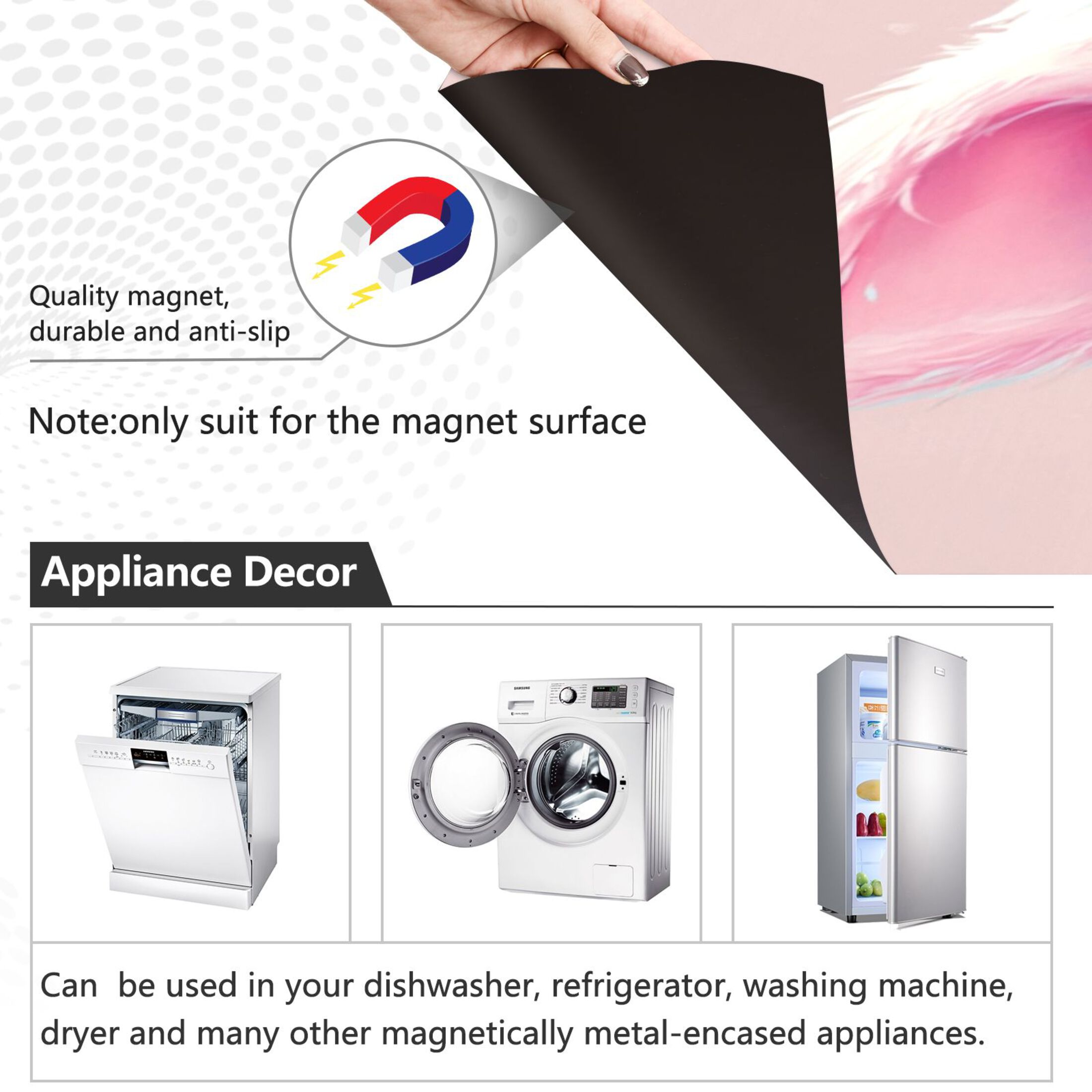 Dishwasher Magnetic Sticker 23x26 Inch Refrigerator Magnetic Sticker Washing Machine Magnetic Sticker Kitchen Panel Magnetic Sticker Home Decor Cute Pink Eared Bunny