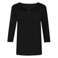 thumbnail image 5 of Womens Tops 3/4 Sleeve V-Neck Solid Color Pleated Casual Dressy Blouse Ladies Tunic Tops, 5 of 5