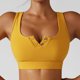 thumbnail image 2 of Sujetador deportivo, ropa deportiva de nailon, Bralette sin costuras con cuello en U transpirable de secado rápido a prueba de golpes de alta resistencia para gimnasio, al aire libre(M-amarillo), 2 of 5
