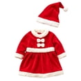 thumbnail image 2 of Kids Christmas Red Velvet Dress Long Sleeve Round Neck Holiday Party Celebration Dress for Girls, 2 of 8