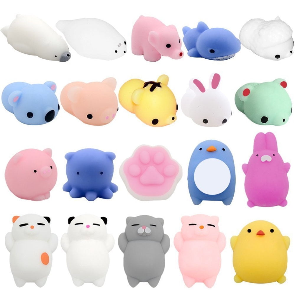 Mochi Squishies Toys, Outee 20 Pcs Squishies Cat Stress Mochi Animals  Squishies Toys Stress Relief Squishies Animals Mochi Cat Squishies with Felt  Bag 