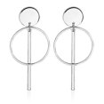 thumbnail image 4 of Simple fashion gold color silver plated geometric long circle earrings for women fashion big hollow drop earrings jewelry----E065yin--Product code 732 E065yin, 4 of 4