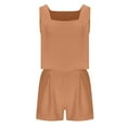 thumbnail image 7 of 2 Piece Lounge Set Women Sleeveless 2 Piece Outfits for Women Solid Color Tank Tops and High Waisted Shorts Summer Beach Sets, 7 of 7