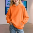 thumbnail image 4 of Riecok Kids Pullover Sweatshirts Long Sleeve Round Neck Solid Color Fashion Casual Tops with Pocket Clothes for Girls and Boys Orange 7 Years, 4 of 8