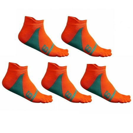 

KARLSITEK Men Cotton Low Cut Toe Socks 5 Finger No Show Mesh Wicking