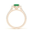 thumbnail image 2 of ANGARA Natural Oval 1.5 ct Emerald Halo Ring with Diamond Accents in 14K Rose Gold for Women (Size-9x7mm) | May Birthstone, Birthday, Anniversary, Jewelry Gift for Women | Natural Emerald Ring, 2 of 11