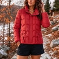 thumbnail image 4 of JGGSPWM (M-3XL) Women's Plus Size Lightweight Quilted Jacket Winter Warm Zip Long Sleeve Puffer Jacket Coat with Pockets Red M, 4 of 8