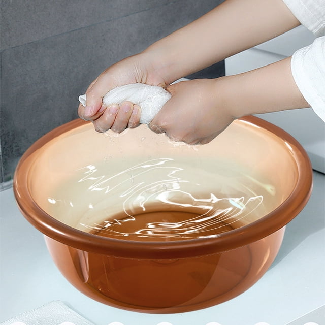 Household Thickening Plastic Washbasin - Laundry & Foot Washing Basin, Portable & Durable, Ergonomic Design with Rounded Edges, Coffee, JKODE