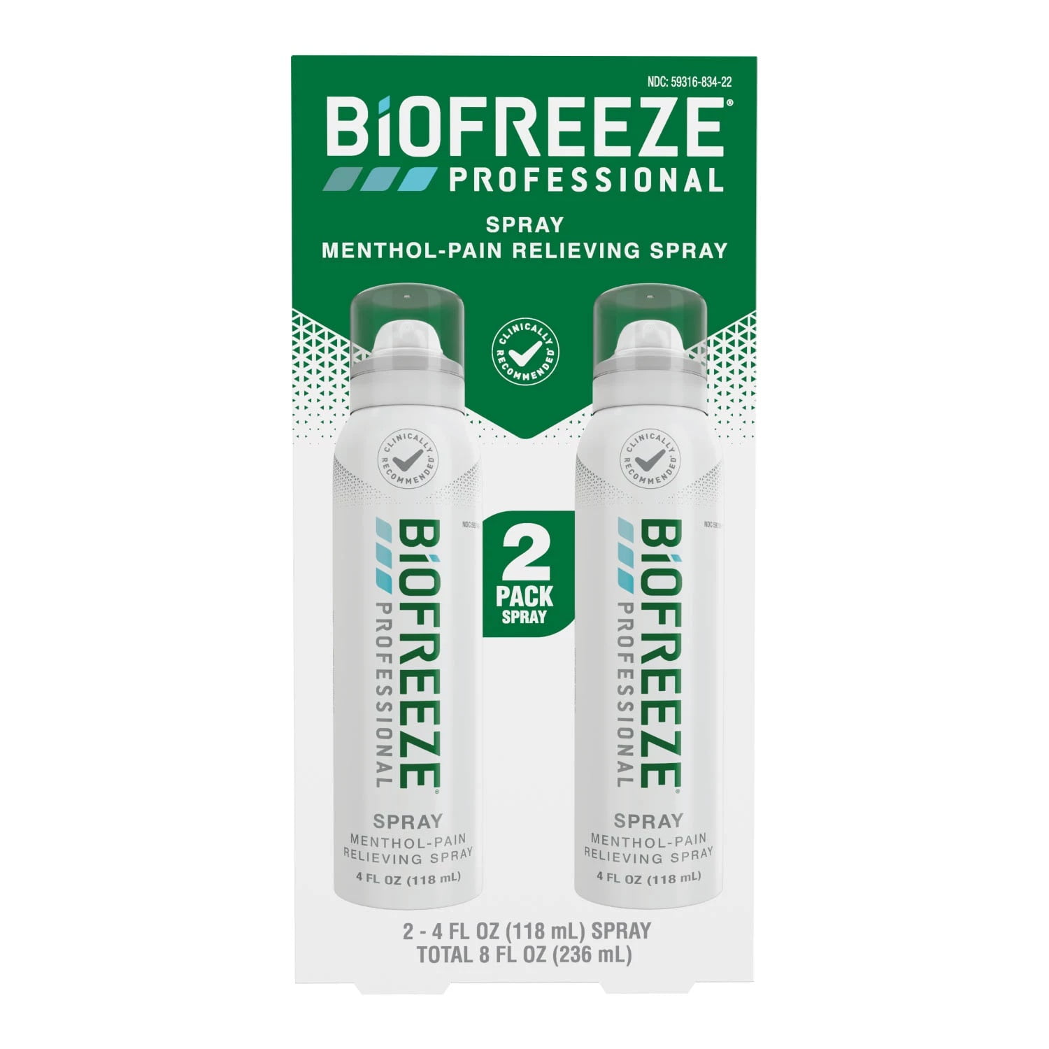 Biofreeze Professional Menthol Pain Relief Spray, 4 Fluid Ounce (Pack of 2)