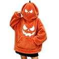 thumbnail image 5 of Halloween Hoodie for Women Funny Pumpkin Mask Long Sleeve Fleece Tops Plus Size Fashion Casual Sweatshirt with Pocket (2XL, Orange-12), 5 of 6