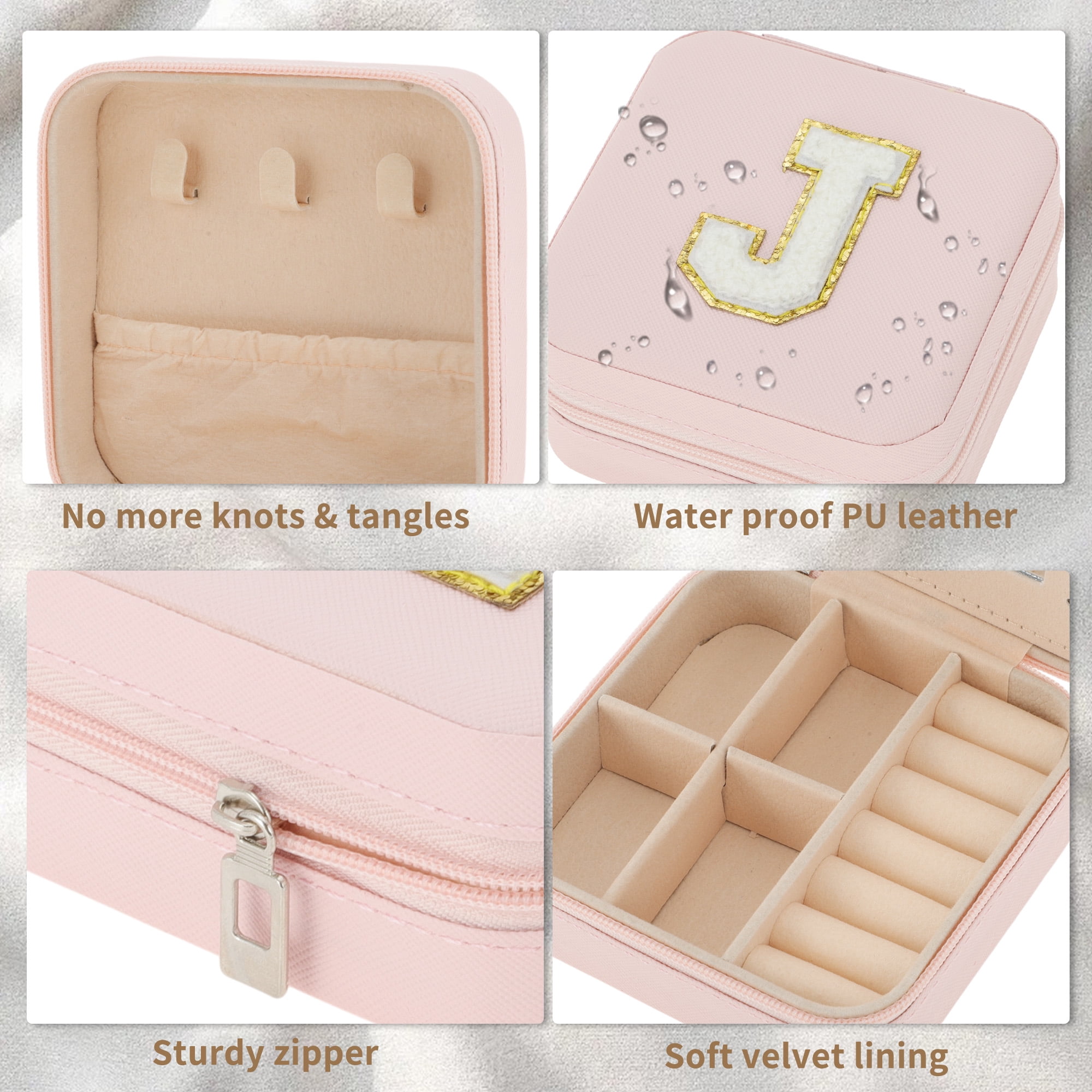 Unique Bargains Letter I Travel Jewelry Box, Organizer for Necklace and Ring