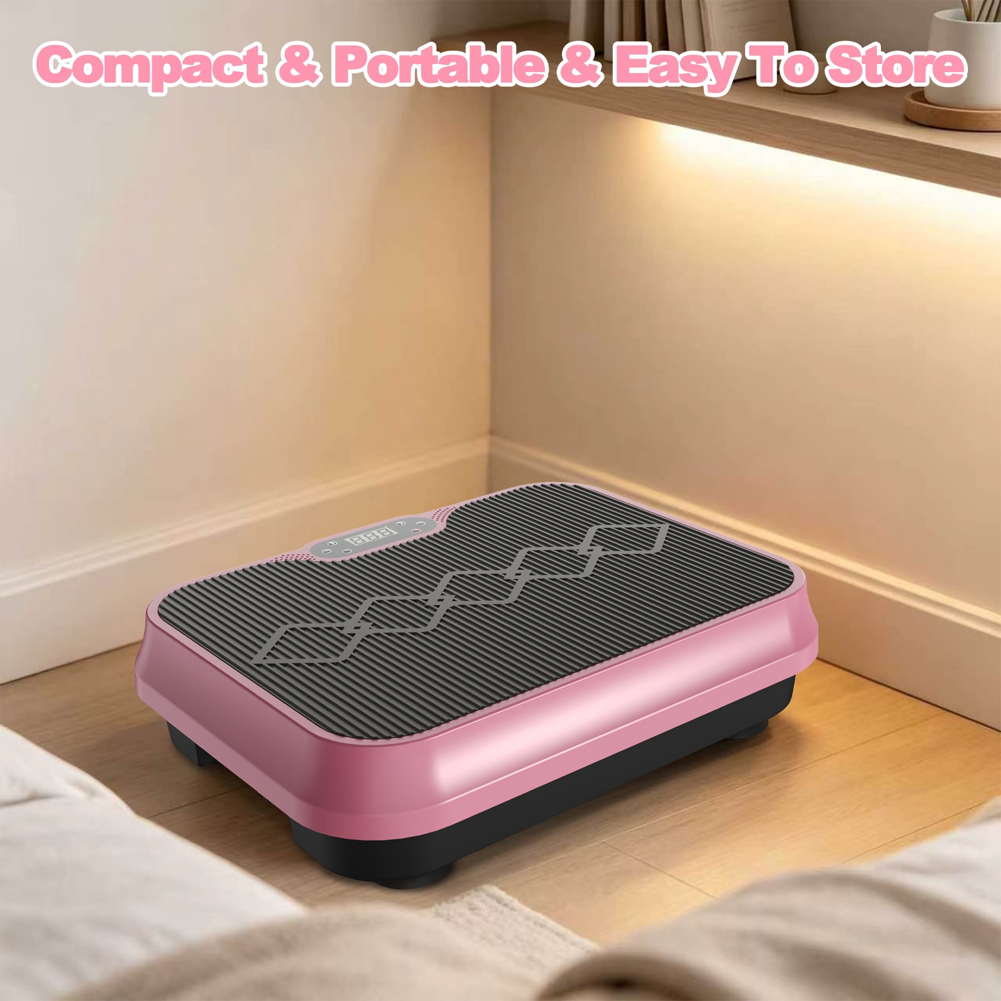 Kdymod Vibration Plate Exercise Machine with Resistance Bands,Whole Body Workout Vibration Platform with Remote Control,Quiet Exercise Equipment Workout Machine for Home Office,Rose Red