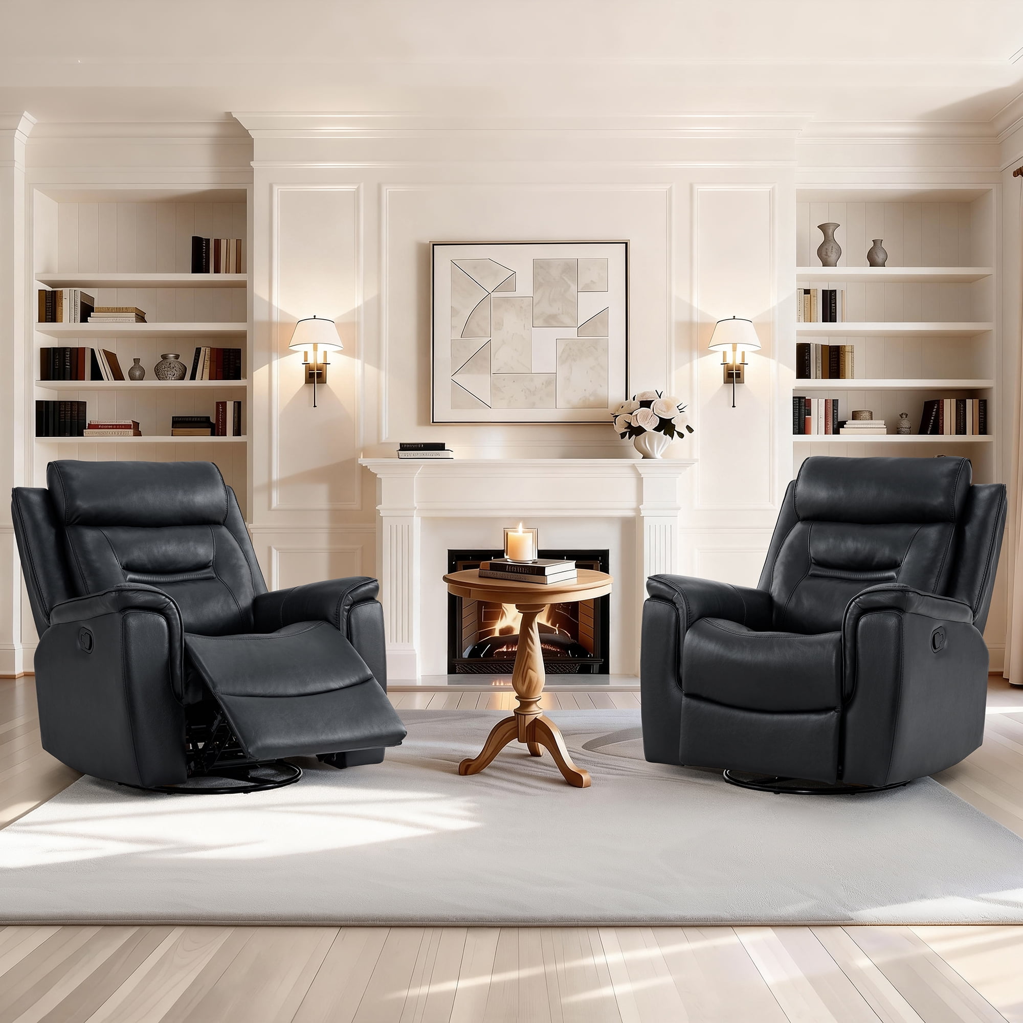 Spruce & Spring360° Swivel Manual Recliner with Glider Motion for Living Room, Black