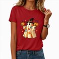 thumbnail image 2 of NOLDARES Halloween Shirts for Women Magical Halloween Shirt Cute Ghost Graphic Tees Spooky Season Casual Short Sleeve Fall Tops(Red,L), 2 of 7