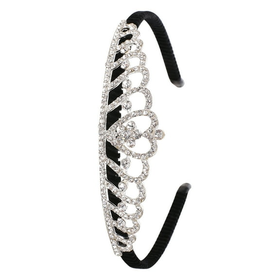 Masteelf White Alloy Heart Shaped Tiara with Silver Plated Headband for Kids Birthday or Bridal Wear