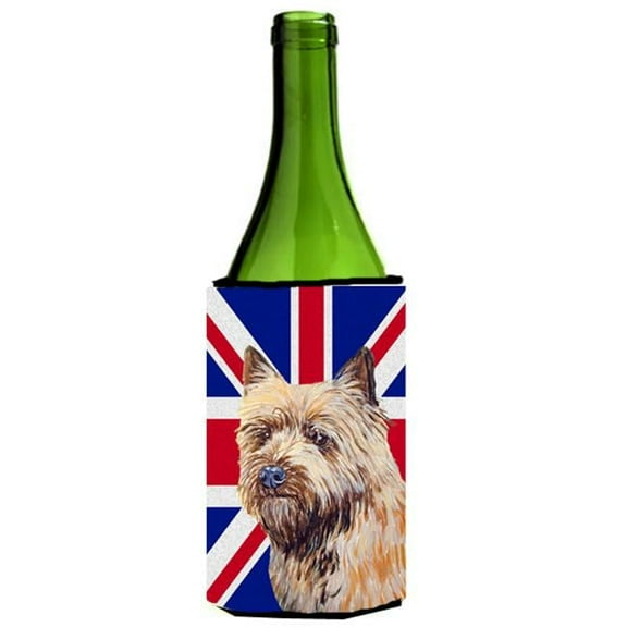 Cairn Terrier With English Union Jack British Flag Wine bottle sleeve Hugger - 24 Oz.